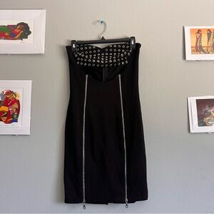 Elegant Black Dress with Eyelet Detail